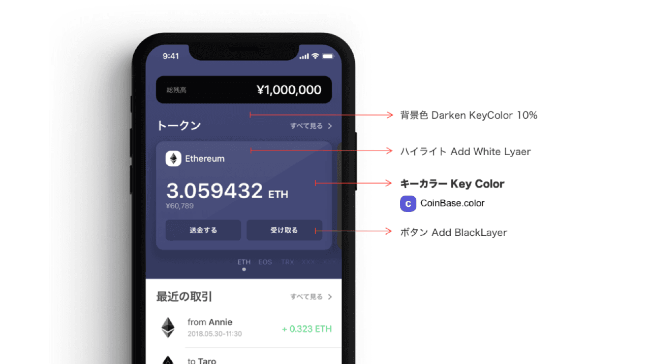 アイコンとキーカラーを設定すると自動でカードコンポーネントが生成される